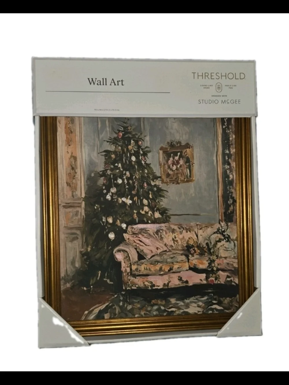 Studio McGee Gold Framed Holiday Tree & Floral Sofa Wall Art - Pink, Green, Gold
